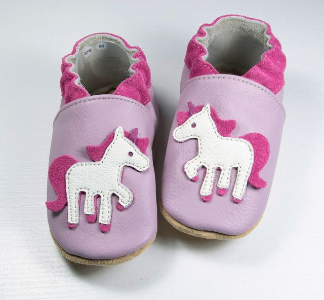 baBice Kožené capáčky Jednorožec, lila