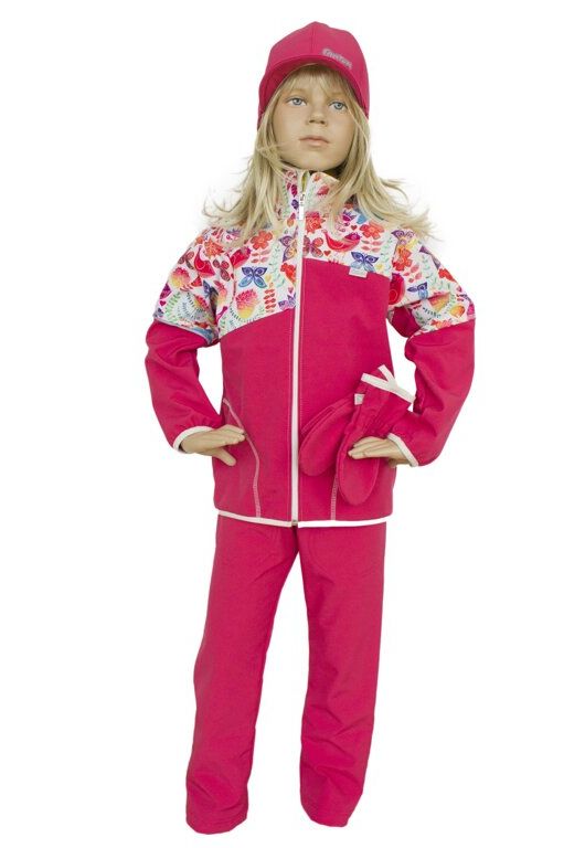 Fantom Dětská bunda Fantom SOFTSHELL dvoubarevná korálová s ptáčky