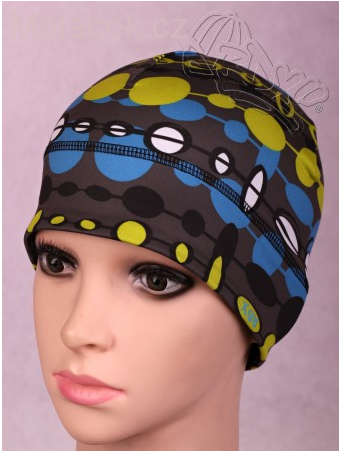 Funkční čepice počesaná, Korále, šedo-modro-zelená