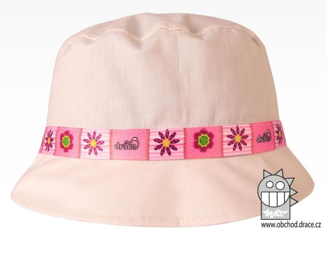 Letní klobouk Dráče Palermo (rostoucí) - vzor 04, kytičky, smetanová