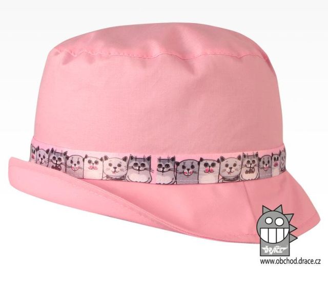 Letní klobouk Dráče Palermo (rostoucí) - vzor 01, světle růžová, kočičky