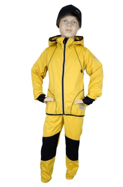 Fantom Dětské kalhoty SOFTSHELL s dvojitými koleny - membrána 18000/12000 okrová