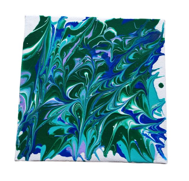 Originální obraz Modrozelená magie, 10 x 10 cm