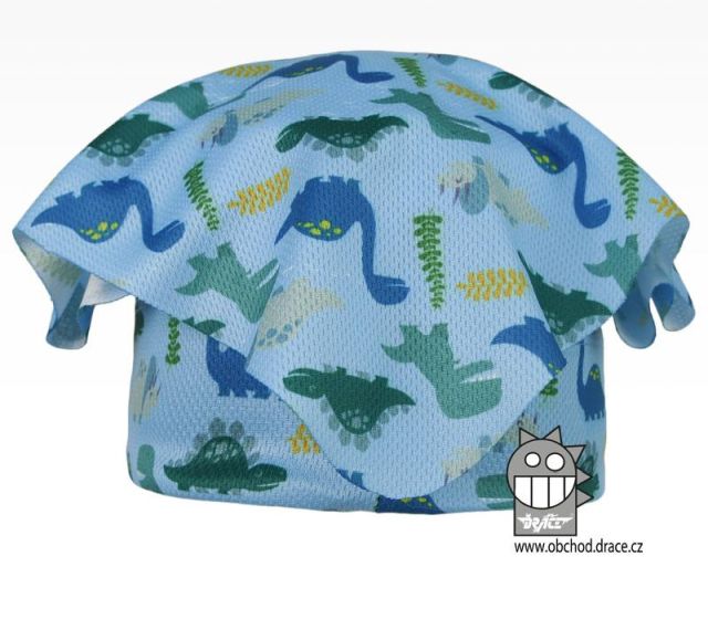 Dráče Funkční lehoučký šátek Emily kšilt na jaro a léto - vzor 12, DINO, modrá