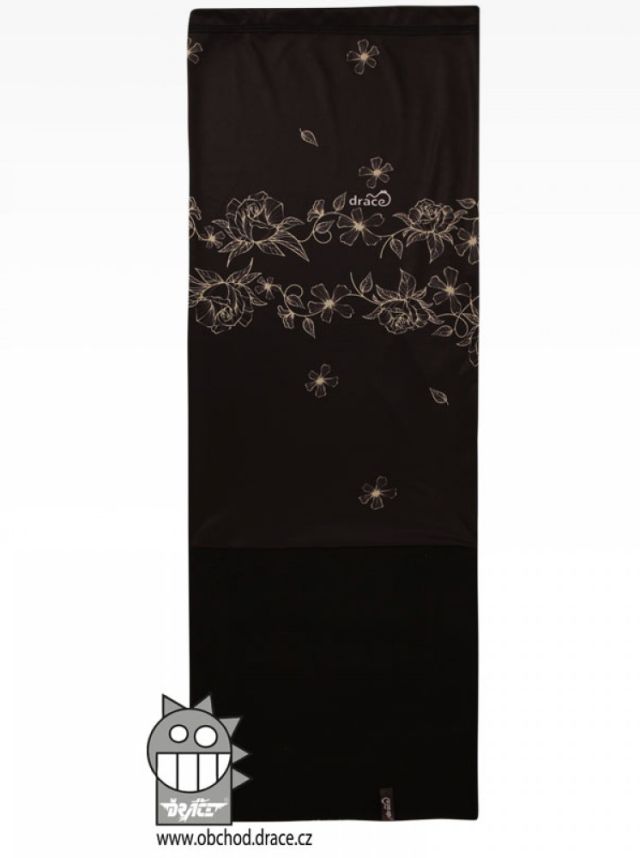Dráče Šátek nákrčník multi fleece vzor 53 černá, květy
