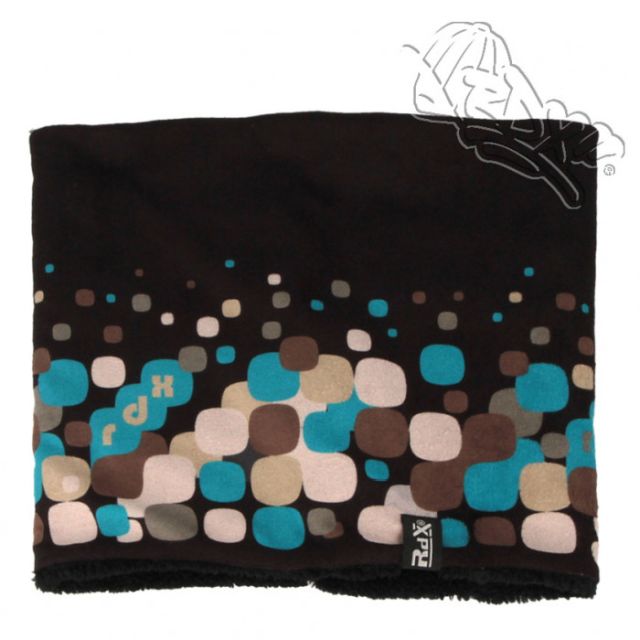 Zimní čepice RDX potisk petrolejové ČTVEREČKY, podšívka MERINO