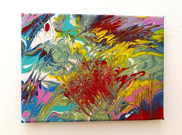 Originální obraz Paví pera, 24 x 18 cm