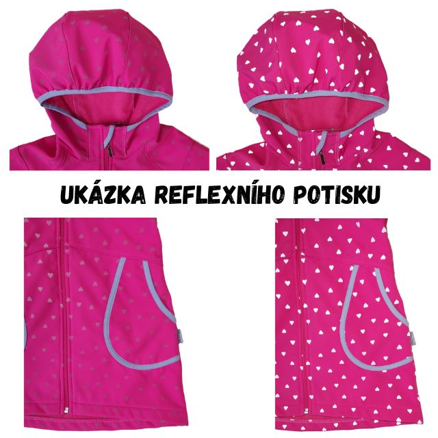 Fantom Dětská softshellová kšiltovka růžová s reflexními srdíčky