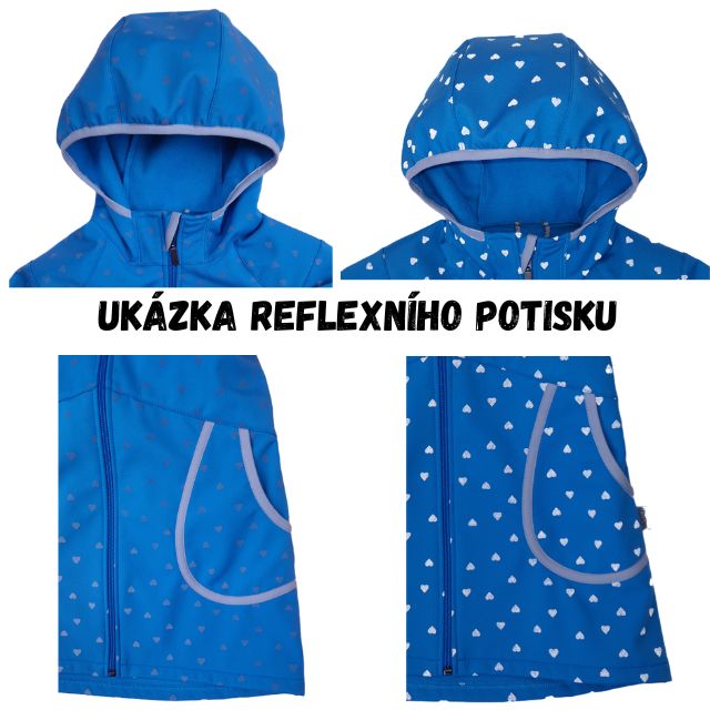 Fantom Dětský softshellový kabát tyrkysový s reflexním potiskem srdíček