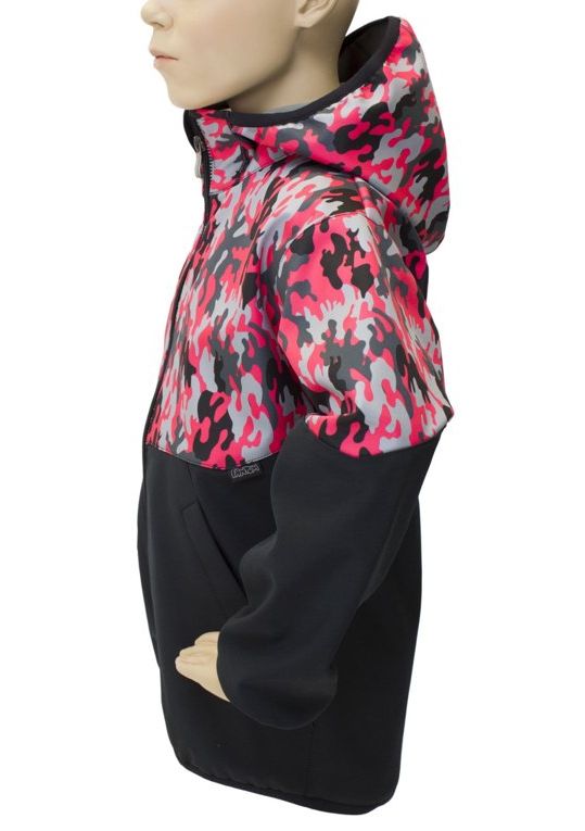 Fantom Dětská softshellová bunda Černo-růžový maskáč