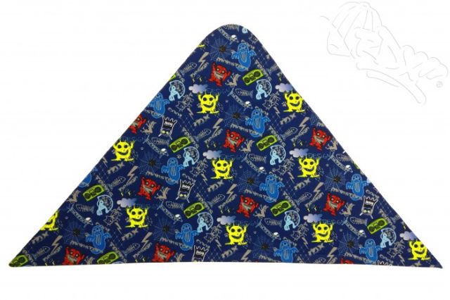 Funkční trojcípý šátek Elano, Příšerky, modrá