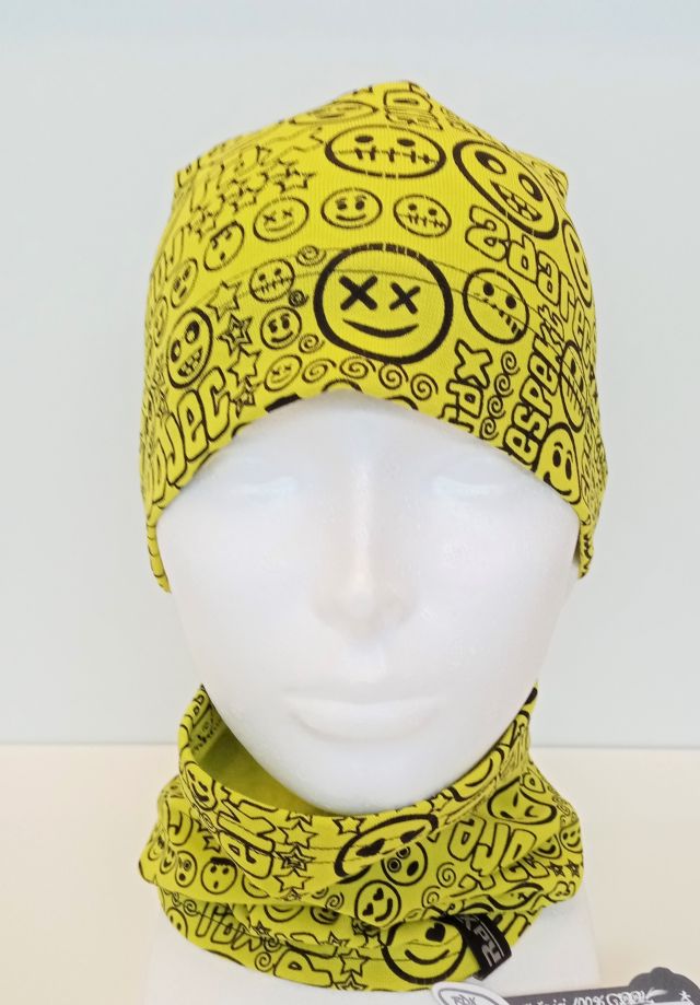 RDX bavlněná čepice Smajlíci žlutá