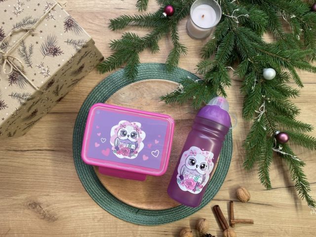 Zdravá lahev SET Sovička lahev 0,7 l + box - VÝPRODEJ