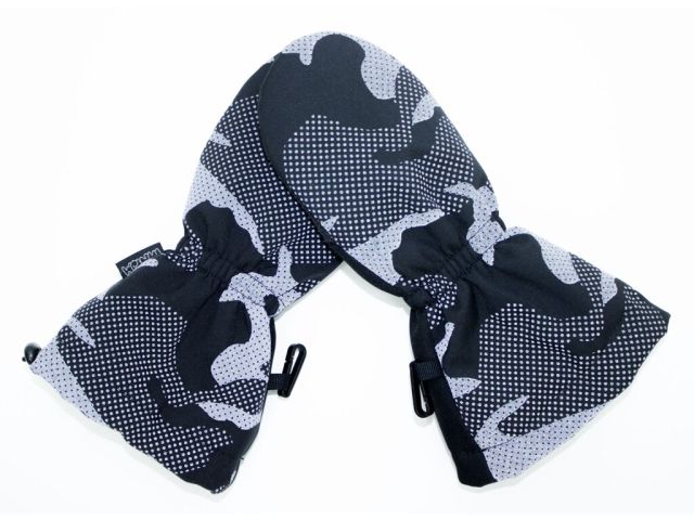 FANTOM Dětské SNĚHOVÉ rukavice Fantom SOFTSHELL 30/15, tmavé s reflexním potiskem maskáč