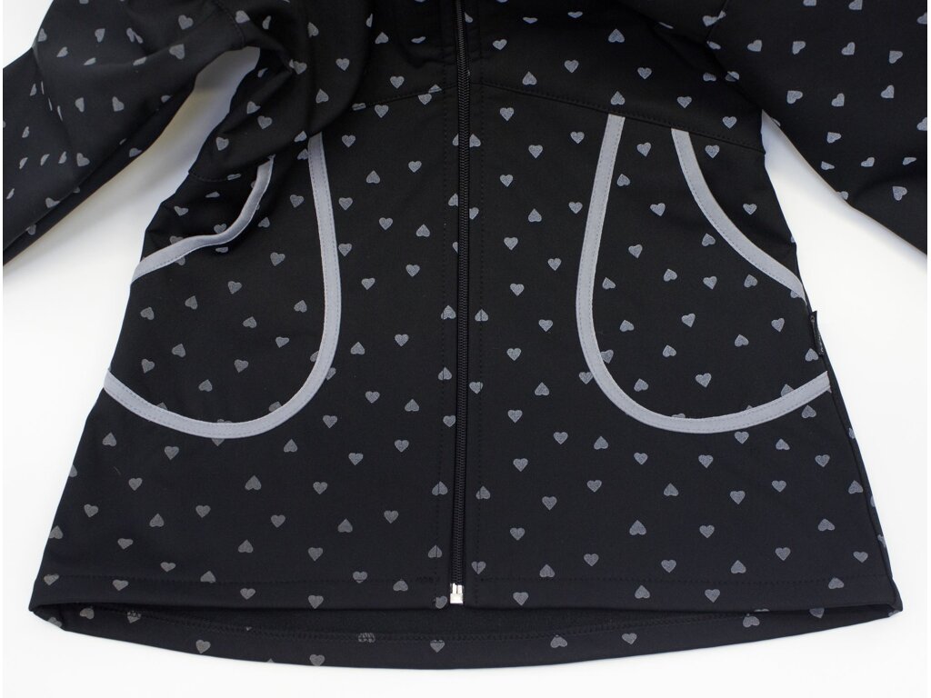 Fantom Dětský softshellový kabát černý s reflexním potiskem srdíček