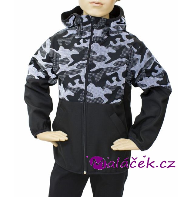 Fantom Dětská softshellová bunda černá-reflexní maskáč 30 000/15 000