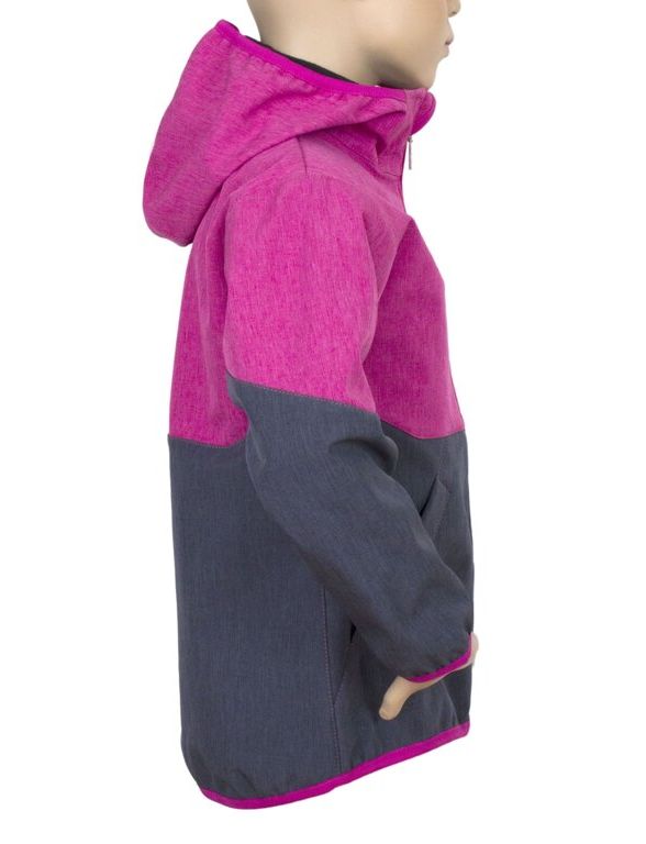 Fantom Dětská softshellová bunda šedý melír s růžovým melírem