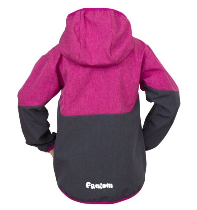 Fantom Dětská softshellová bunda šedý melír s růžovým melírem