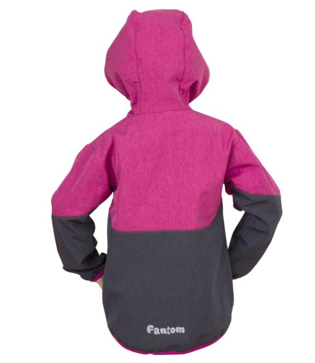 Fantom Dětská softshellová bunda šedý melír s růžovým melírem