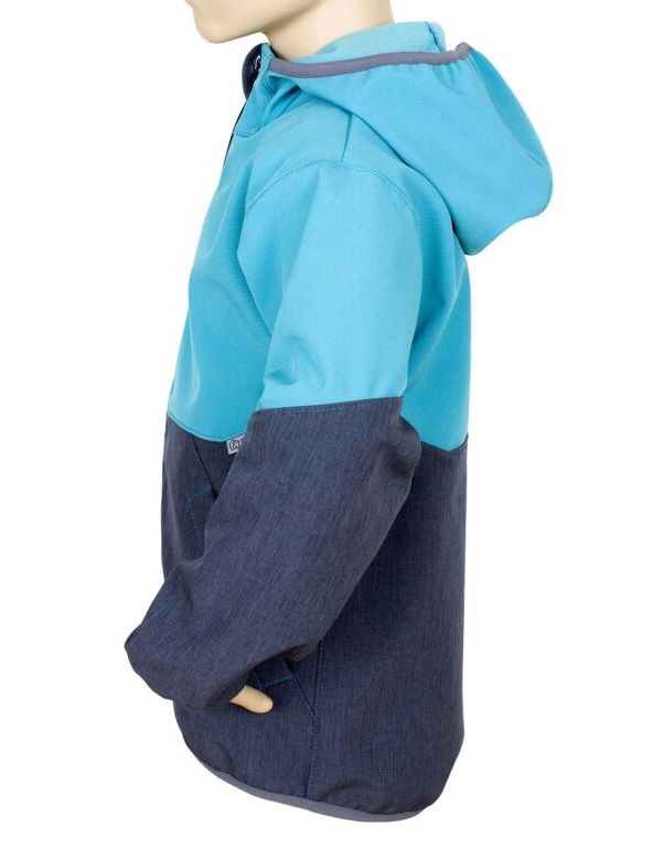 Fantom Dětská softshellová bunda šedý melír se světle tyrkysovou