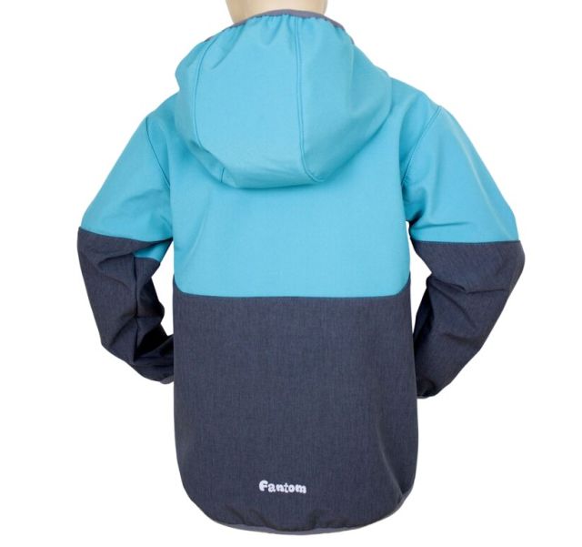 Fantom Dětská softshellová bunda šedý melír se světle tyrkysovou