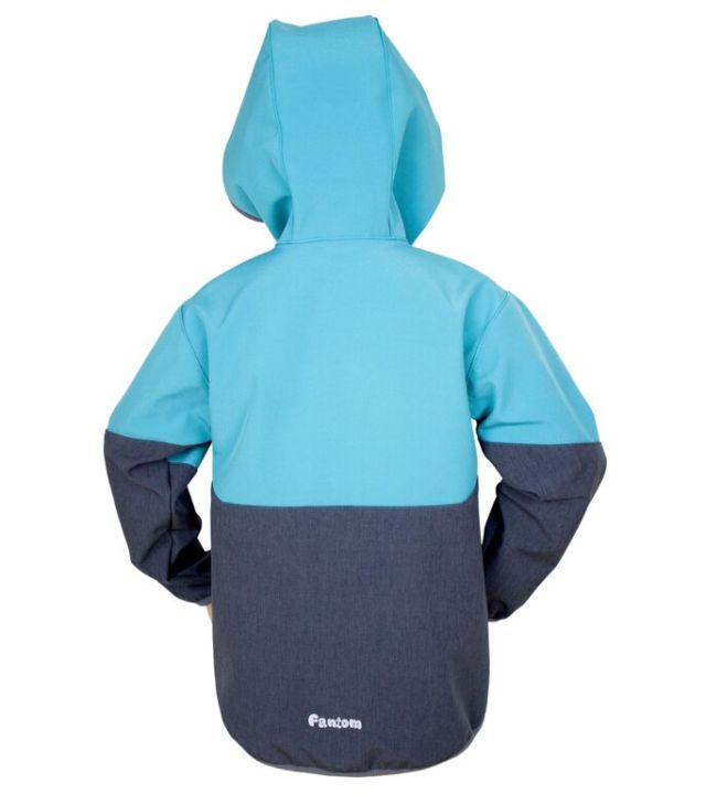 Fantom Dětská softshellová bunda šedý melír se světle tyrkysovou