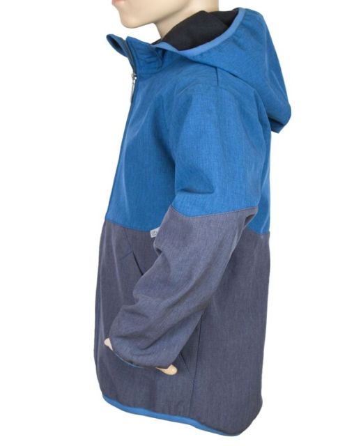 Fantom Dětská softshellová bunda šedý melír a petrolejový melír