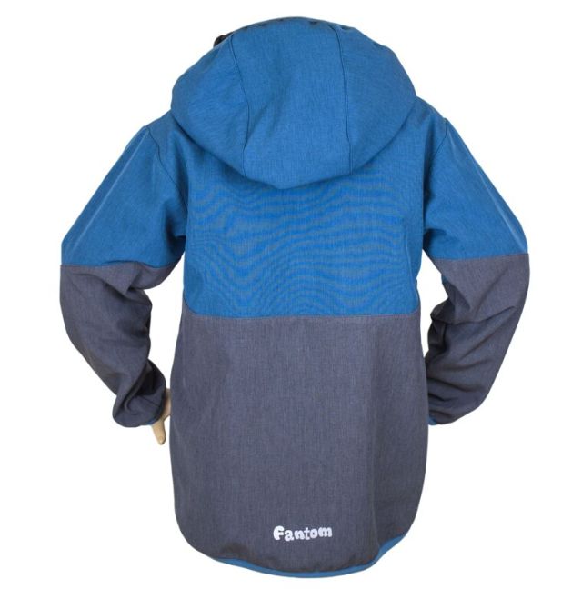 Fantom Dětská softshellová bunda šedý melír a petrolejový melír