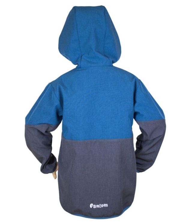 Fantom Dětská softshellová bunda šedý melír a petrolejový melír