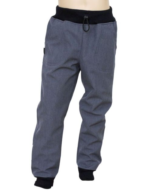Fantom Dětské kalhoty SOFTSHELL se sníženým sedem - šedý melír