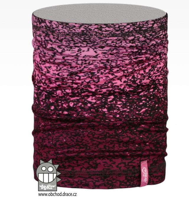 Dráče Nákrčník - multifunkční šátek - vzor 11, stříkaný do růžové