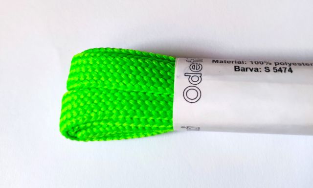 Odetka Ploché tkaničky SKATE, šířka 12 mm, délka 90 cm, neon zelené