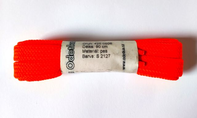 Odetka Ploché tkaničky SKATE, šířka 12 mm, délka 90 cm, neon oranžové