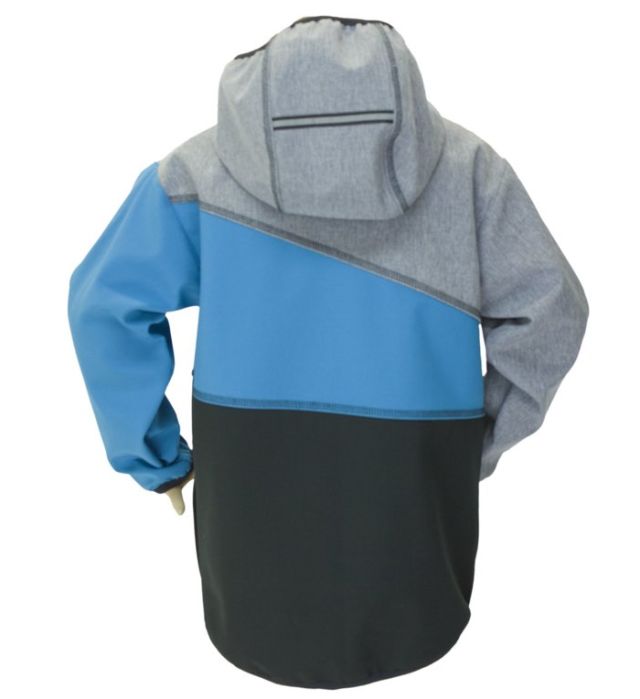 Fantom Dětská softshellová bunda trojbarevná šedý melír-tyrkysová-černá