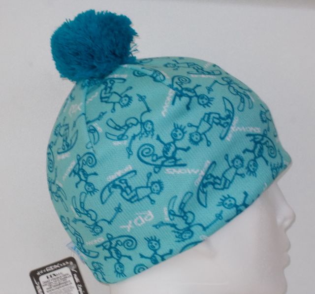 Zimní pletená čepice RDX s fleecovou podšívkou, Lyžaři, světlý tyrkys