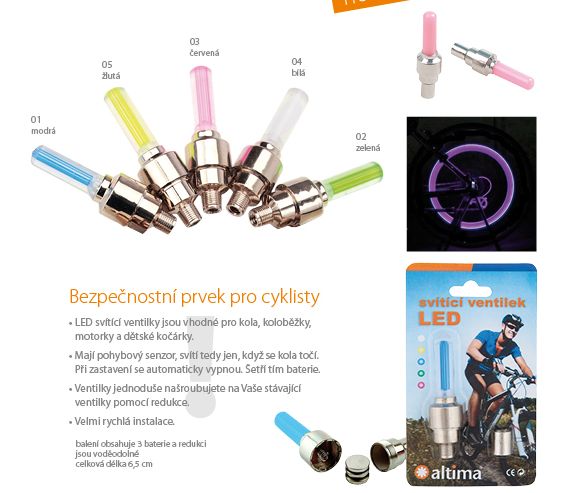 Altima LED svítící ventilek na kolo - zelená 2 ks