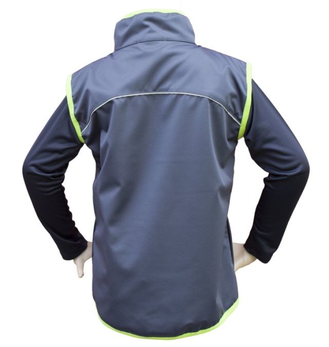 Vesta softshell letní - tmavě šedá, lemovka zeleno-žlutá