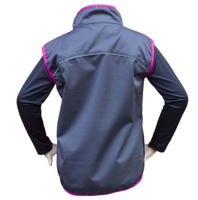 Vesta softshell letní - tmavě šedá, lemovka růžová