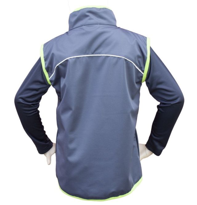 Vesta softshell letní - tmavě šedá, lemovka zeleno-žlutá