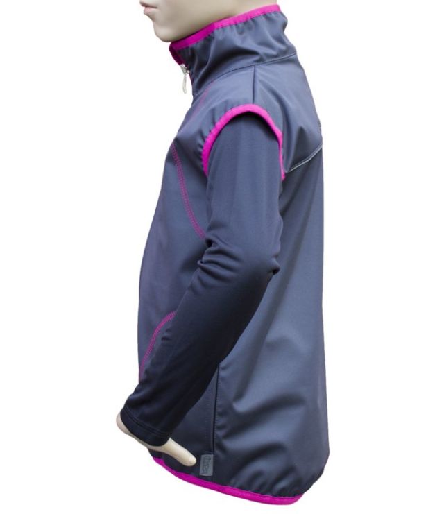 Vesta softshell letní - tmavě šedá, lemovka růžová