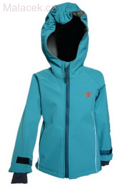 Kukadloo Dětské Softshellové kalhoty petrolejové, reflexní proužek VEL. 128