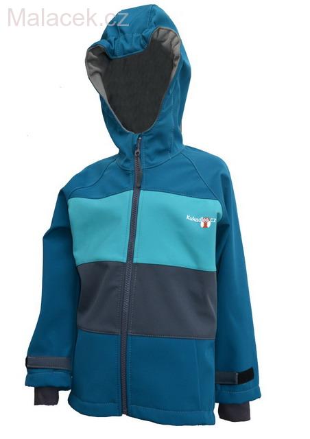 Kukadloo Dětské Softshellové kalhoty petrolejové, reflexní proužek VEL. 128