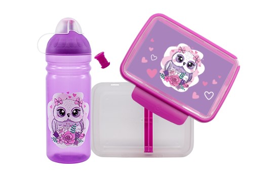 Zdravá lahev SET Sovička lahev 0,7 l + box - VÝPRODEJ