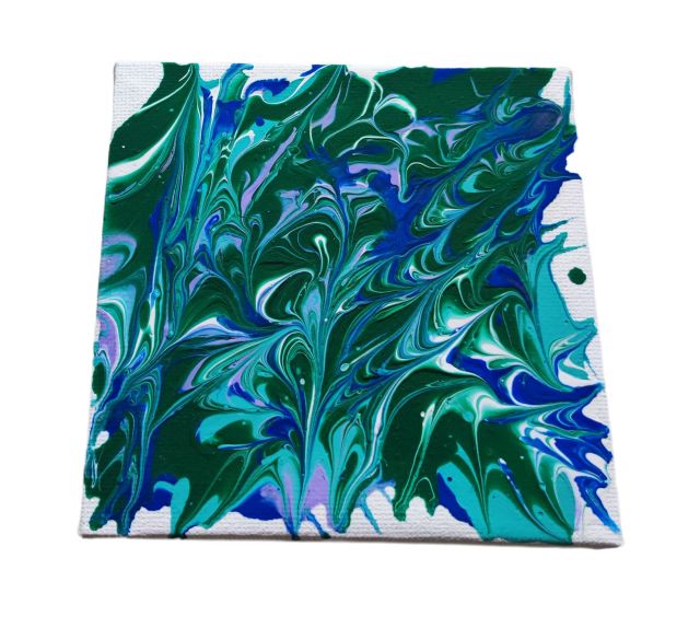 Originální obraz Modrozelená magie, 10 x 10 cm