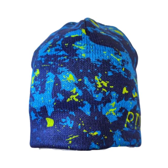 RDX Zimní pletená čepice s bavlněnou podšívkou, modrá, fleky
