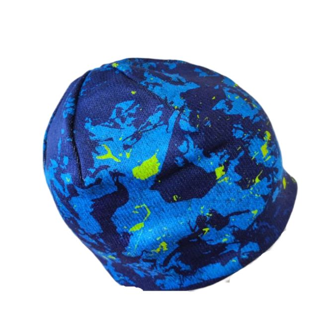 RDX Zimní pletená čepice s bavlněnou podšívkou, modrá, fleky