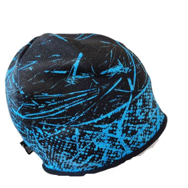 RDX Zimní pletená čepice s fleecovou podšívkou, černo-modrá, námraza